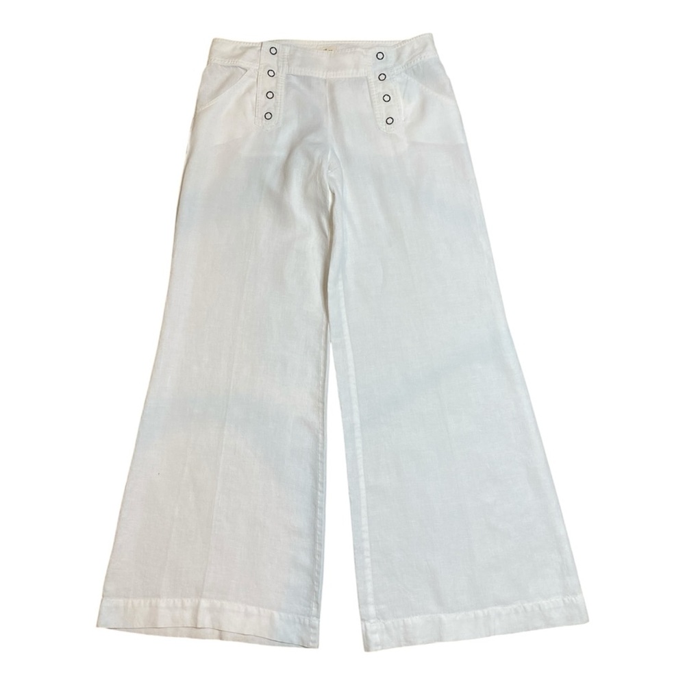 LONDONJEAN Cream Chino 100% Linen Wide Leg Pants